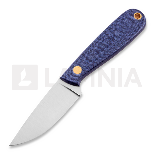 Brisa Necker 70 סכין צוואר, Flat, blue jeans micarta, leather