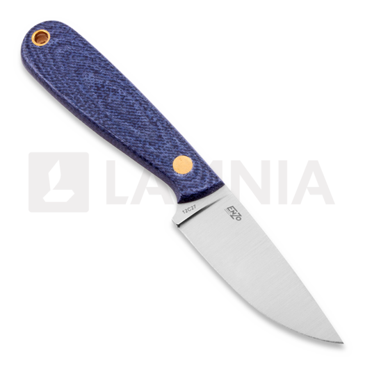 Brisa Necker 70 kaulaveitsi, Flat, blue jeans micarta, nahka