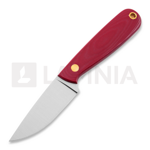 Nóż na szyję Brisa Necker 70, Flat, red micarta, leather