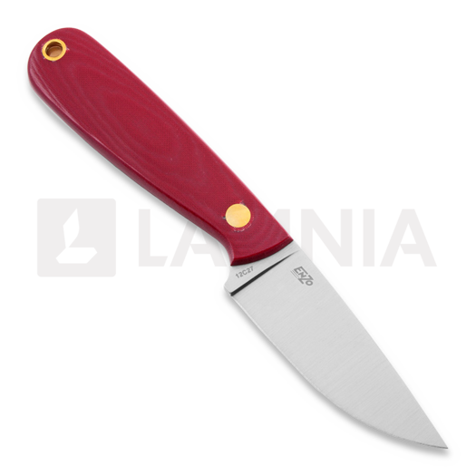 Brisa Necker 70 kaulaveitsi, Flat, punainen micarta, nahka