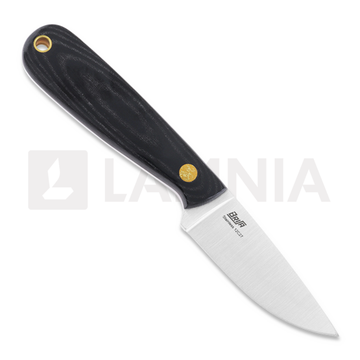 Brisa Necker 70 Full Flat peilis, kabinamas ant kaklo, black micarta