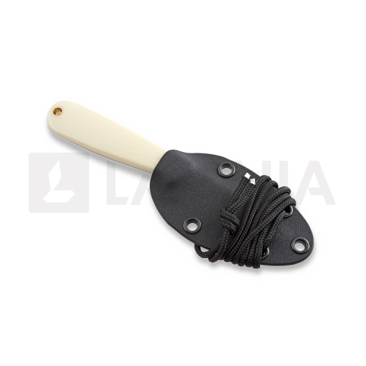 Brisa Necker 70 Full Flat peilis, kabinamas ant kaklo, ivory micarta, kydex