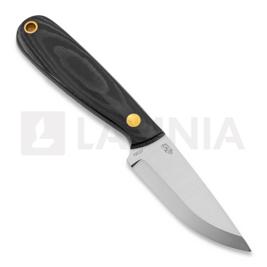 Brisa Necker 70 Scandi halskniv, black micarta, leather