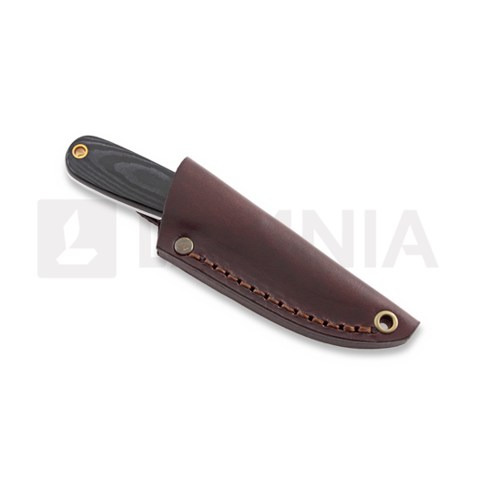 Brisa Necker 70 Scandi peilis, kabinamas ant kaklo, black micarta, leather
