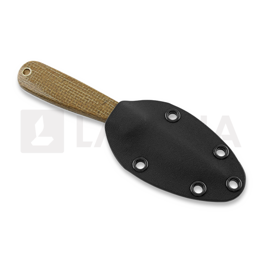 Brisa Necker 70 Scandi peilis, kabinamas ant kaklo, mustard micarta