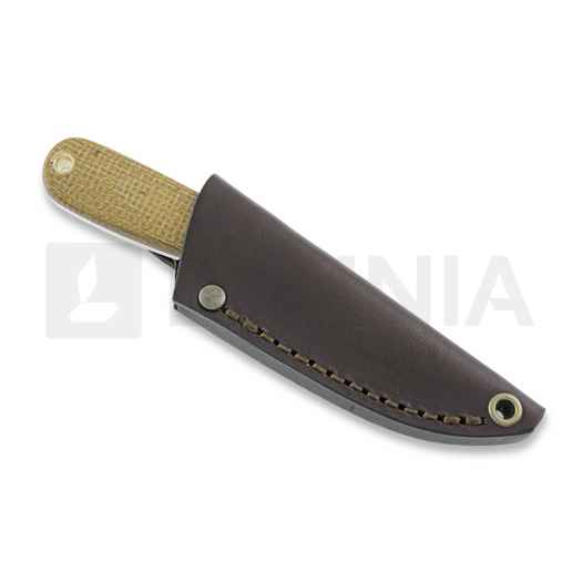Brisa Necker 70 Scandi peilis, kabinamas ant kaklo, mustard micarta