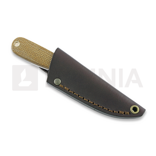Brisa Necker 70 Scandi peilis, kabinamas ant kaklo, mustard micarta