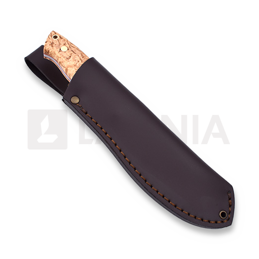 Brisa Nessmuk 125 kniv, left, stabilized curly birch