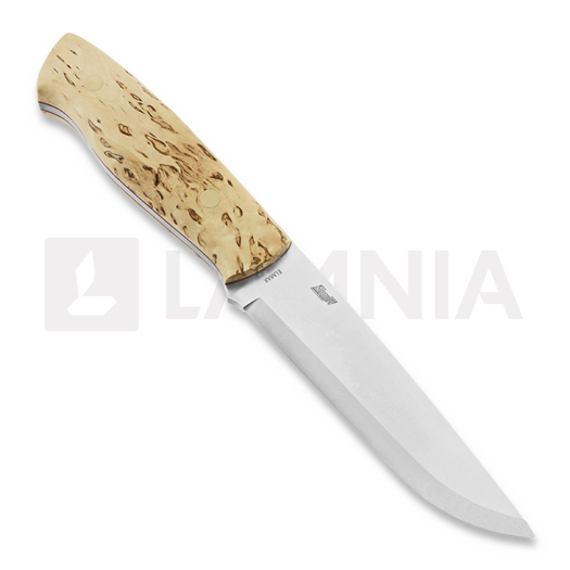 Brisa Trapper 115 knife, Elmax Scandi, curly birch