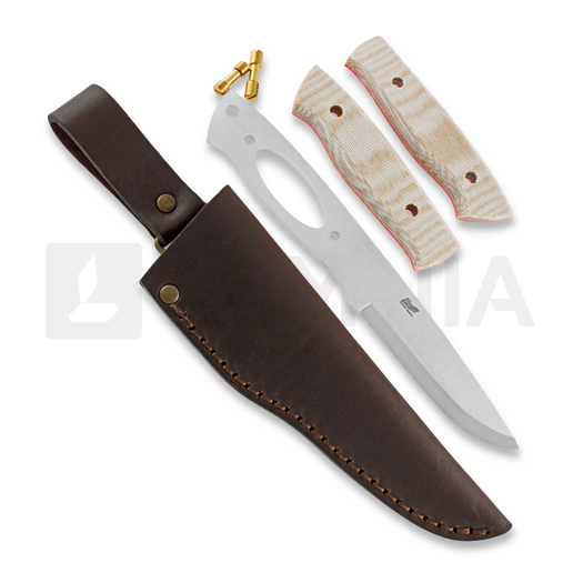 Brisa Trapper 95 DIY Kit kniv, N690 Scandi, brown micarta