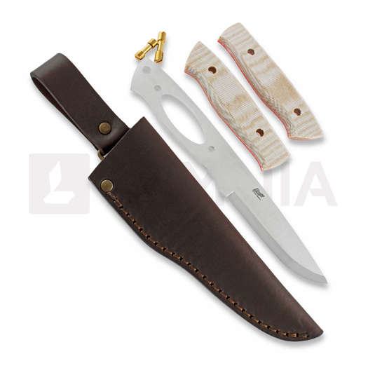 Nóż Brisa Trapper 95 DIY Kit, N690 Scandi, brown micarta