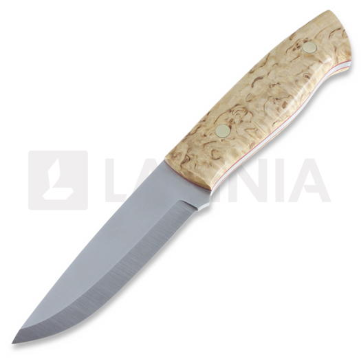 มีดล่าสัตว์ Brisa Trapper 95, O-1 Scandi, Curly Birch, firesteel