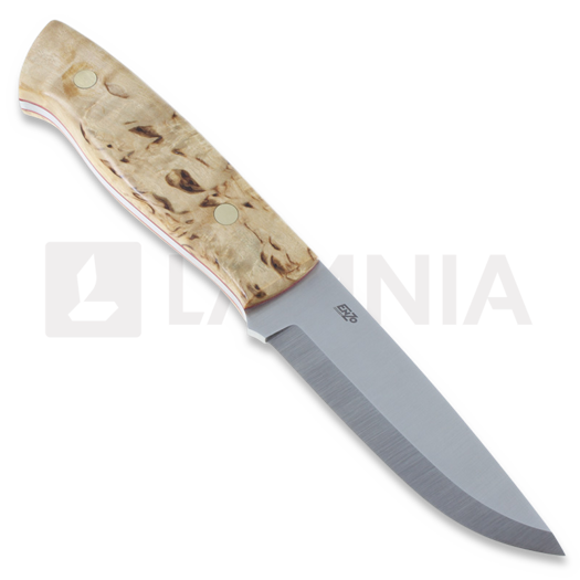 Coltello da caccia Brisa Trapper 95, O-1 Scandi, Curly Birch, firesteel