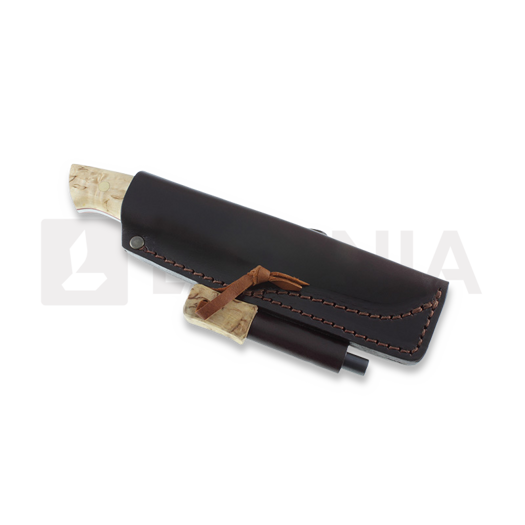 Brisa Trapper 95 jagtkniv, O-1 Scandi, Curly Birch, firesteel