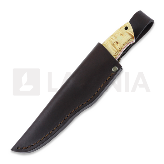 Brisa Trapper 95 kniv, O-1 Scandi, curly birch, left