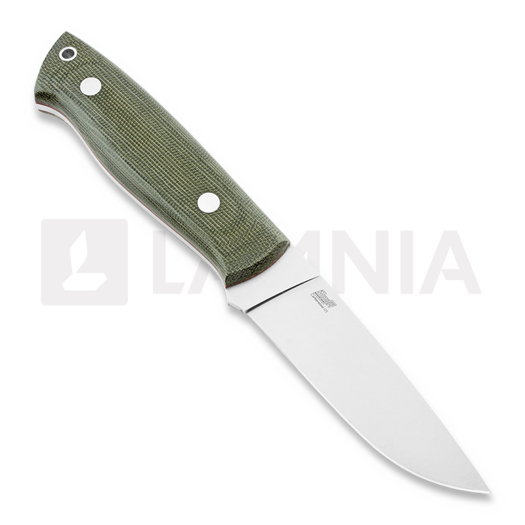 Brisa Trapper 95 puukko, O1 Flat, firesteel, vihreä