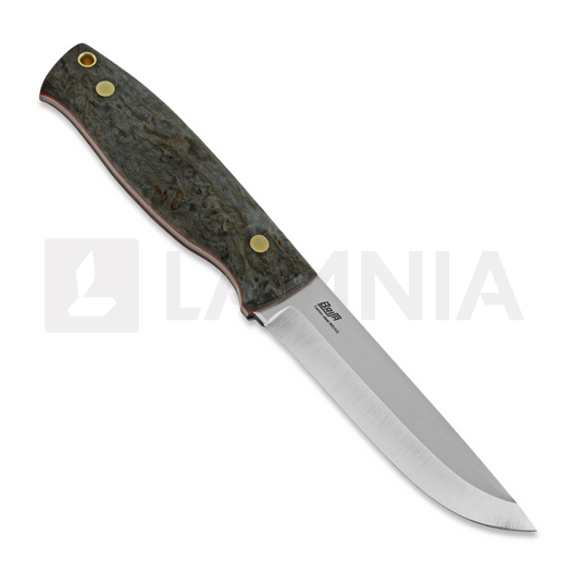 Brisa Trooper 115 knife, scandi, black stab. curly birch, firesteel