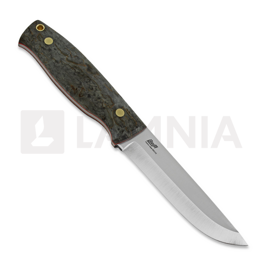 Brisa Trooper 115 knife, scandi, black stab. curly birch, firesteel