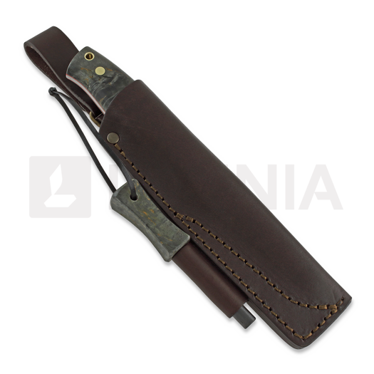 Brisa Trooper 115 knife, scandi, black stab. curly birch, firesteel