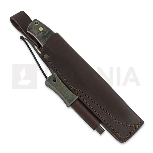 Brisa Trooper 115 knife, scandi, black stab. curly birch, firesteel
