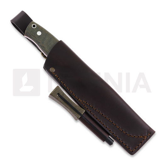 Brisa Trooper 115, scandi, green micarta, firesteel