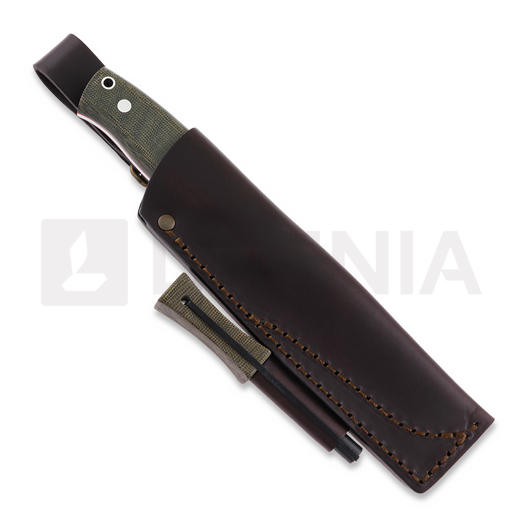 Brisa Trooper 115, scandi, green micarta, firesteel