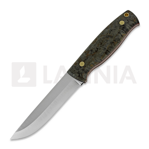 Brisa Trooper 115 puukko, scandi, stab. curly birch, firesteel