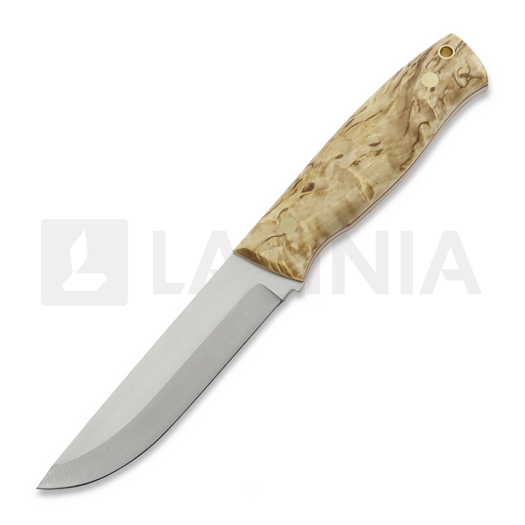 Brisa Trooper 115 ナイフ, scandi, stabilized curly birch, bushcaft sheath