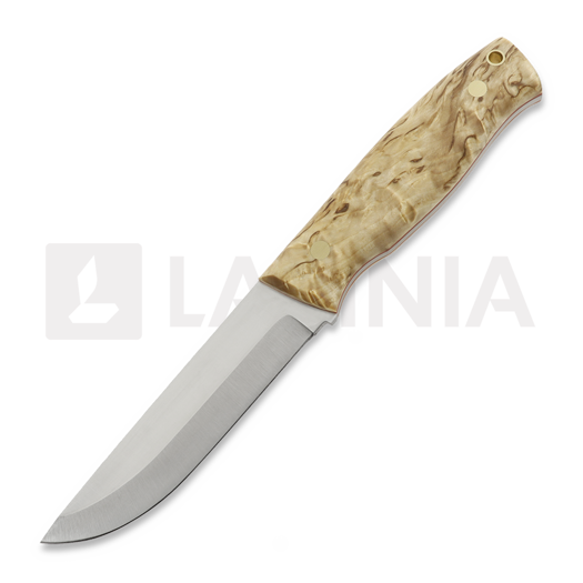 Brisa Trooper 115 kniv, scandi, stabilized curly birch, bushcaft sheath