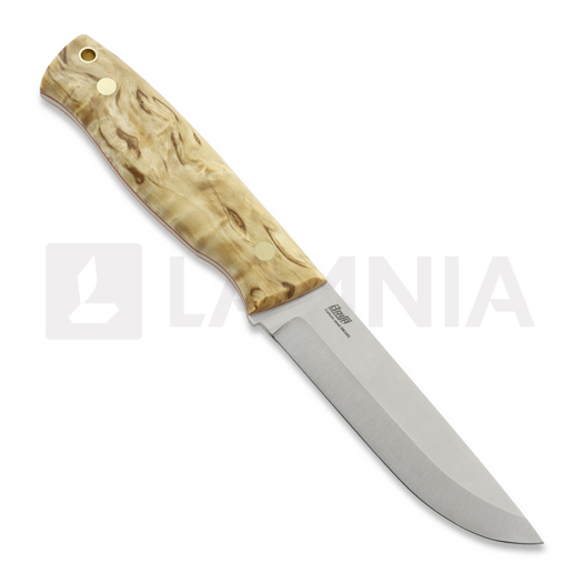 Brisa Trooper 115 puukko, scandi, stabilized curly birch, bushcaft sheath