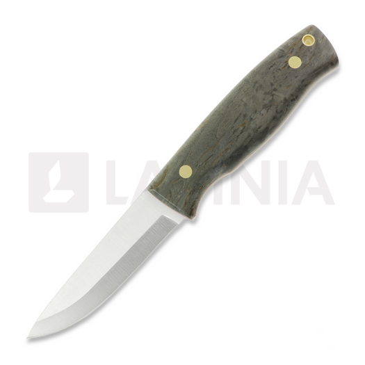 Brisa Trooper 95 kés, scandi, stab. curly birch, firesteel holder sheath