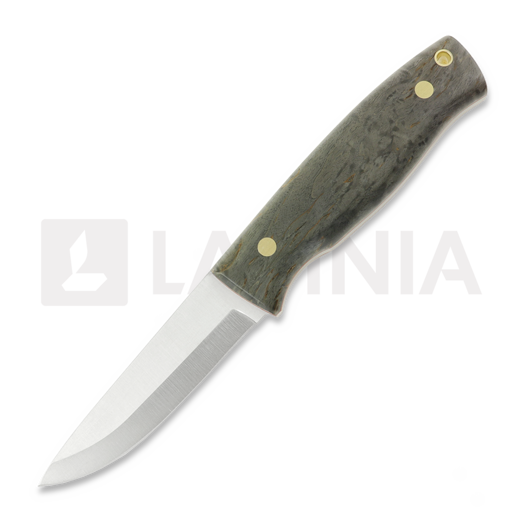 Brisa Trooper 95 kés, scandi, stab. curly birch, firesteel holder sheath