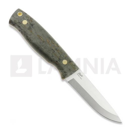 Brisa Trooper 95 刀, scandi, stab. curly birch, firesteel holder sheath