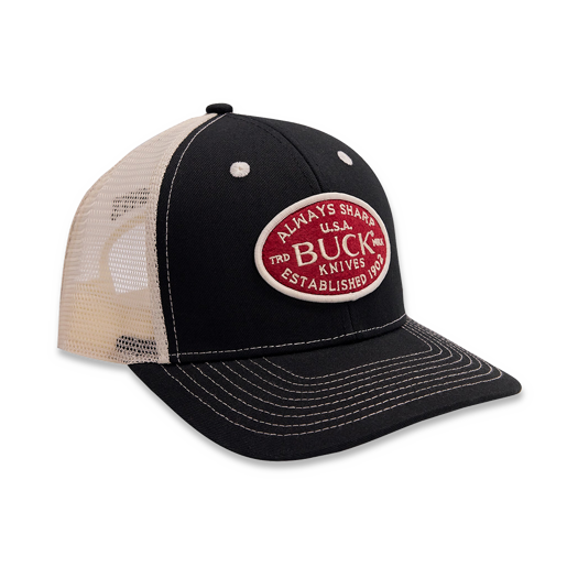 Buck Mesh Leather Patch Hat Black keps BU14246