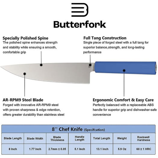 Butterfork Chef's Knife Blue