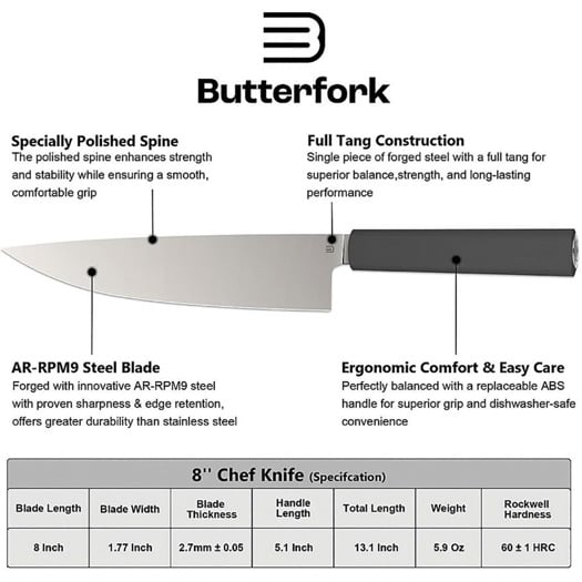 Butterfork Chef's Knife Dark Gray