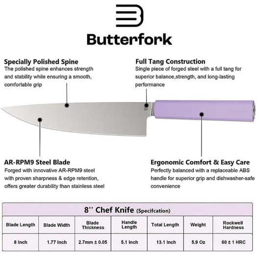 Butterfork Chef's Knife Purple