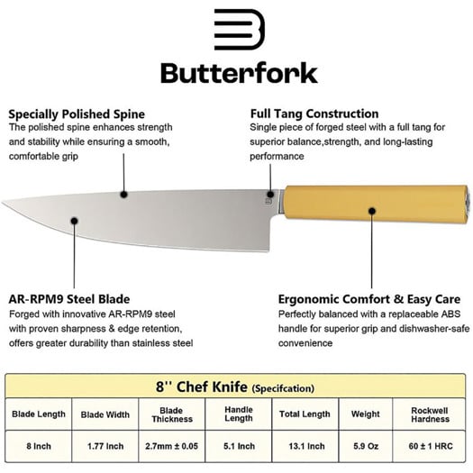Butterfork Chef's Knife Yellow