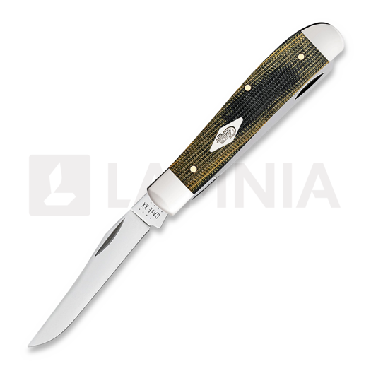 Case Cutlery Black/Green/Natural Canvas Micarta Smooth Mini Trapper 折り畳みナイフ 23472