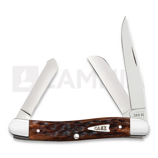 Pocket knife Case Cutlery Brown Bone Peach Seed Jig Medium Stockman 42651