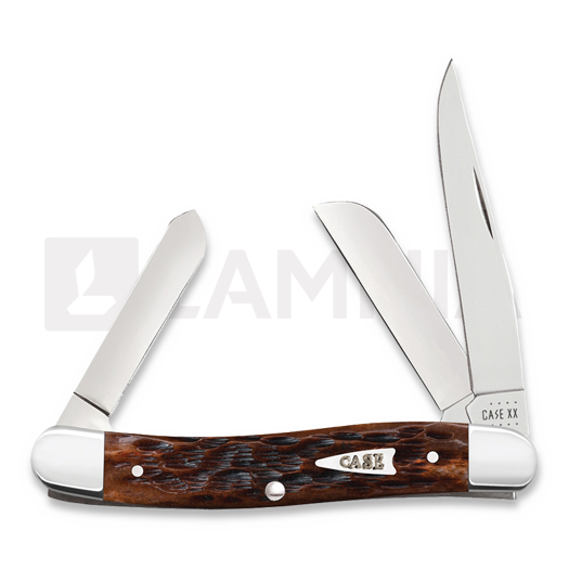 Pocket knife Case Cutlery Brown Bone Peach Seed Jig Medium Stockman 42651