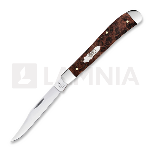 Case Cutlery Brown Maple Burl Smooth Slimline Trapper pocket knife 64063
