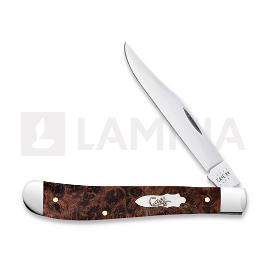 Case Cutlery Brown Maple Burl Smooth Slimline Trapper pocket knife 64063