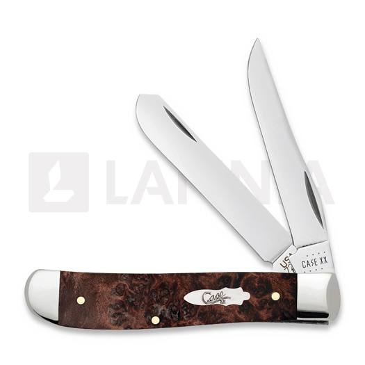 Pocket knife Case Cutlery Brown Maple Burl Wood Mini Trapper 64062