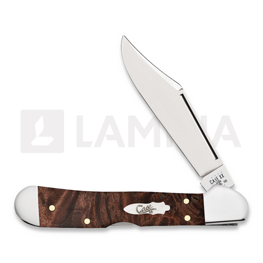 Case Cutlery Brown Maple Burl Wood Smooth Mini CopperLock Pocket knife 64067