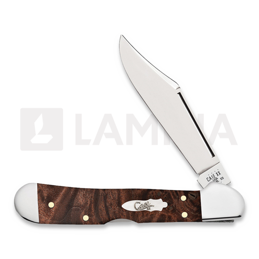 Pocket knife Case Cutlery Brown Maple Burl Wood Smooth Mini CopperLock 64067