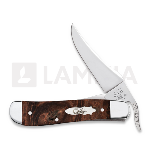 Pocket knife Case Cutlery Brown Maple Burl Wood Smooth RussLock 64068