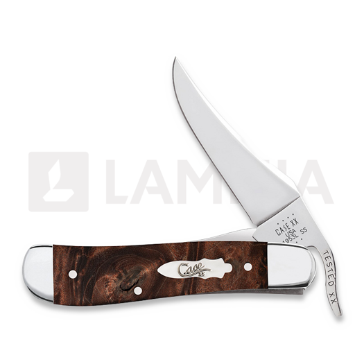 Pocket knife Case Cutlery Brown Maple Burl Wood Smooth RussLock 64068