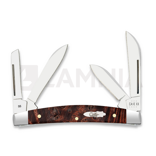 Case Cutlery Brown Maple Burl Wood Smooth Small Congress pocket knife 64069