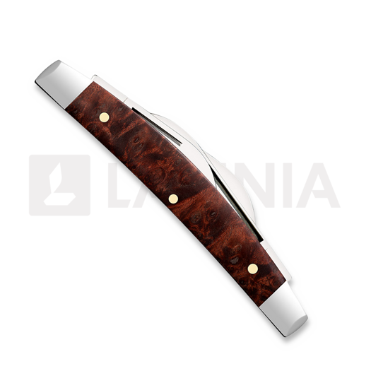 Case Cutlery Brown Maple Burl Wood Smooth Small Congress pocket knife 64069